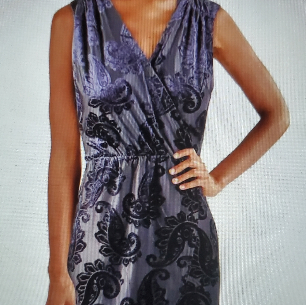 3  FOR $30.00 - Aqua Dress Navy Blue Faux Wrap Velvet Sz Small